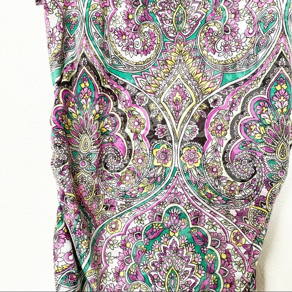 INC International Concepts Paisley Ruched Top Size Medium - Picture 8 of 9